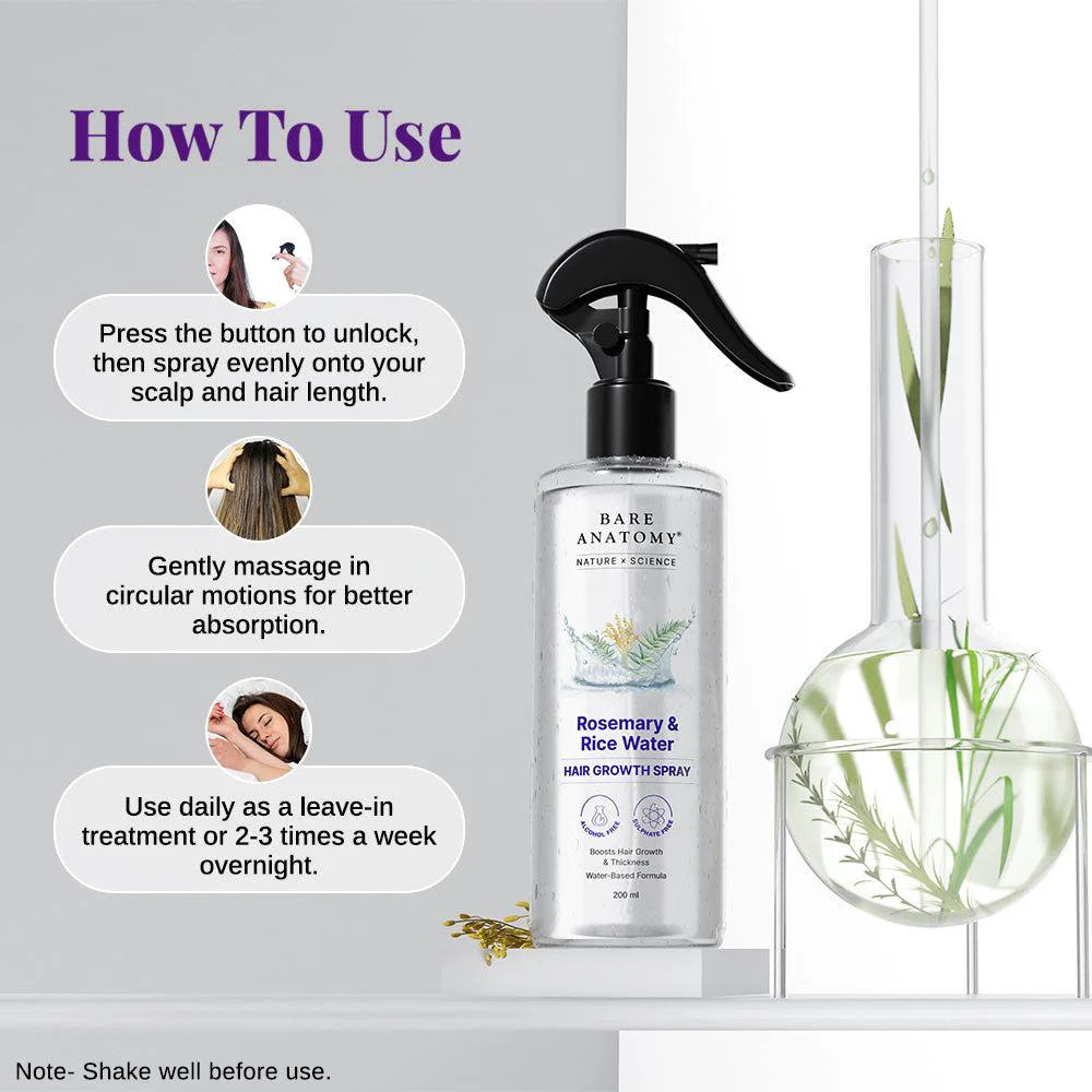 Rosemary & Rice Water Hair Growth Spray ( Buy 2 Get onion water Free 🔥)